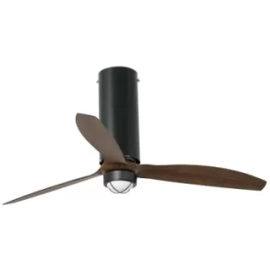 Faro TUBE LED Matt Black, Wood Ceiling Fan with DC Motor, 3000K