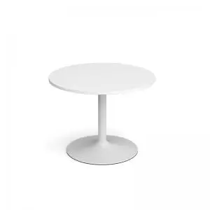 Genoa circular dining table with white trumpet base 1000mm - white