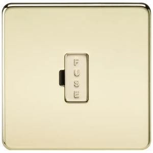 KnightsBridge 13A Screwless Polished Brass Fused Spur Connector Unit Wall Plate