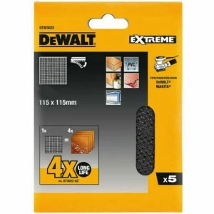 DEWALT Extreme 4X Life Mesh 115mm x 115mm Sanding Sheets 240g Pack of 5