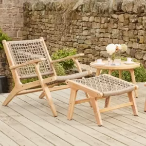Lounge Chair & Hocker Footstool Garden Furniture Set