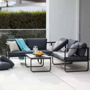 Harbour Lifestyle Cordoba Aluminium & Teak Reclining Corner Sofa Set - Grey