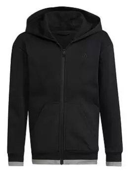 adidas Unisex Junior ALL SZN Fleece Full Zip Hoodie - Black/Grey, Size 13-14 Years