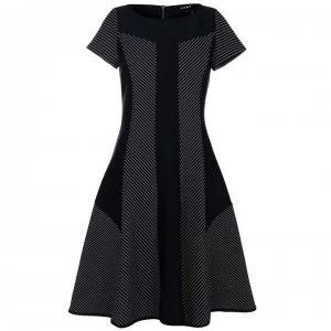 DKNY Boat Neck Straight Dress - Black/White