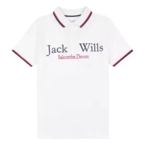 Jack Wills Kids Boys Script Tipped Polo Shirt - White