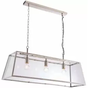 Ceiling Pendant Light Bright Nickel Plate & Clear Glass 3 x 40W E27