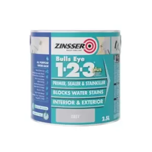 Zinsser Bulls Eye 1-2-3 Plus Primer, Sealer & Stain Killer Grey 2.5 litre