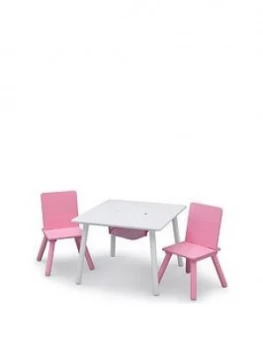 Storage Table And Chair Set- White/Pink