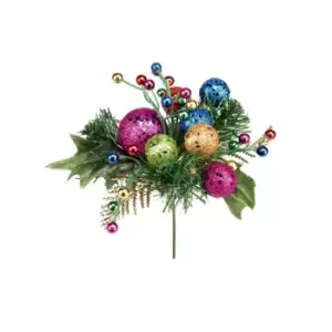 Premier Glitter Ball Pick Christmas Decoration (One Size) (Multicoloured)