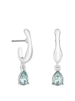 Mood Silver Teal Green Pear Charm Sculptured Drop Earrings