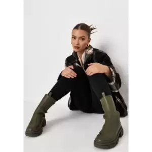 Missguided Chunky Pull on Ankle Boot - Green