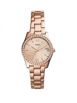 Fossil Scarlette Rose Gold Plated Stone Set Bezel Ladies Watch