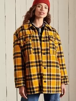 Superdry Check Shacket - Yellow, Yellow Size M Women