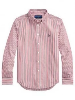 Ralph Lauren Boys Classic Stripe Long Sleeve Shirt - Red