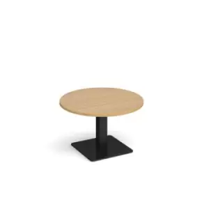 Brescia circular coffee table with flat square Black base 800mm - oak