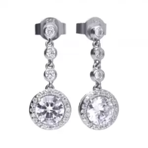 Diamonfire Silver White Zirconia Round Earrings E5588