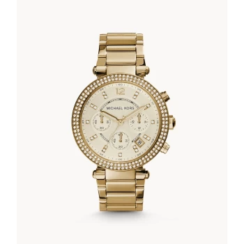 Michael Kors Womens Parker Chronograph Gold-Tone Stainless Steel Watch - Gold