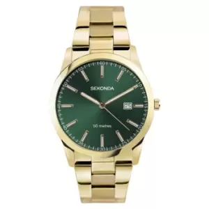 Sekonda Classic Quartz Green Dial Gold Coloured Stainless Steel Mens Watch 1996