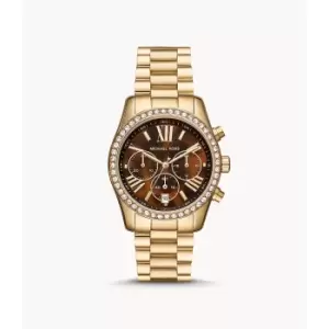 Michael Kors Womens Lexington Lux Chronograph Gold-Tone Stainless Steel Watch - Gold