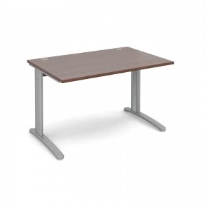 TR10 Straight Desk 1200mm x 800mm - Silver Frame Walnut Top