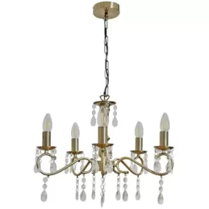 Minisun - 5 Way Jewelled Chandelier Ceiling Light Fitting