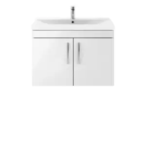 Nuie Athena 800 Wall Hung 2-door Vanity & Thin-edge Basin - Gloss White