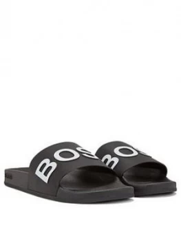 Hugo Boss Bay Slides Black/White Size 8 Men