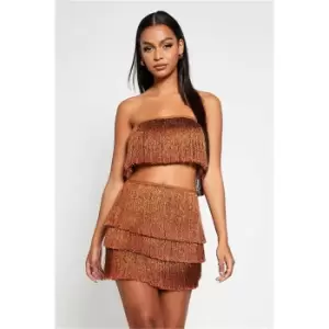 I Saw It First Copper Strapless Tassle Bandeau Co-Ord - Metallics