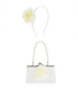 Monsoon Girls 2 Piece Macaroon Flower Mini Bag And Hair Band Set - Lemon