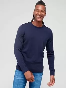 Calvin Klein Merino Crew Neck Sweater - Navy, Size 2XL, Men