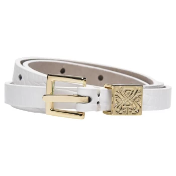 Biba Leather Skinny Belt - White Croc