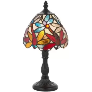 Mini Tiffany Glass Table Lamp - Dark Bronze Effect - Requires 40W E14 Golf Bulb