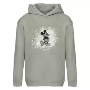 Disney Girls Pose Mickey Mouse Glitter Pullover Hoodie (5-6 Years) (Grey Heather)