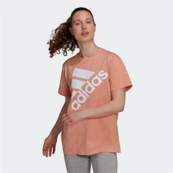 adidas Brand Love Slanted Logo Boyfriend T-Shirt Womens - Ambient Blush / White