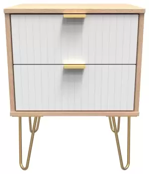 Galatina 2 Drawer Bedside Table - White & Oak