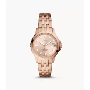 Fossil Womens Fb-01 Three-Hand Date Rose Gold-Tone Stainless Steel Watch - Rose Gold