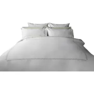 Luna Cotton Duvet Cover Set (Single) (White) - Belledorm