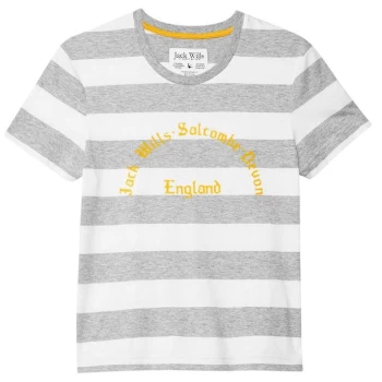 Jack Wills Peckson Graphic Stripe T Shirt - Grey