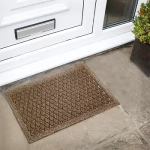 JVL Dirt Defense Diamond Pattern Doormat Beige