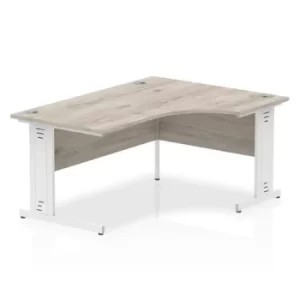 Impulse 1800 Right Hand White Crescent Cable Managed Leg Desk Grey Oak