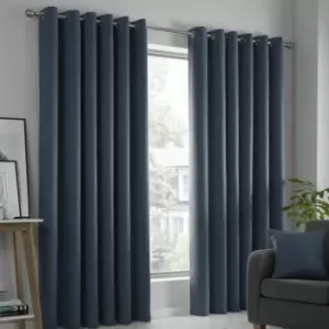 Strata Woven Eyelet Lined Curtains, Navy, 66 x 72" - Fusion