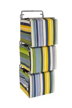 Stripe' 3 Wall Mounted Fabric Storage Boxes For Cd Toys Toiletries Blue Green