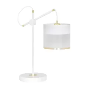 Monolit White Table Lamp with Round Shade with Black, Gold Fabric Shades, 1x E-27