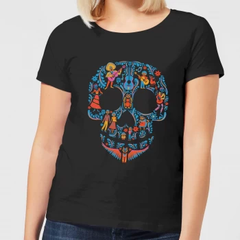 Coco Skull Pattern Womens T-Shirt - Black - XL