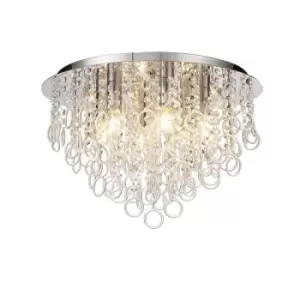 Ceiling, 6 Light E14, Polished Chrome, Crystal