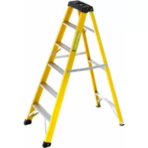 Loops - 1.1m fibreglass Swingback Step Ladders 6 Tread Professional Lightweight Steps