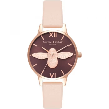 Olivia Burton 3D Bee Chocolate & Nude Peach Ladies Watch OB16AM124