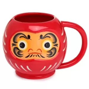 Japanese Red Daruma Head Ceramic Shaped Mug