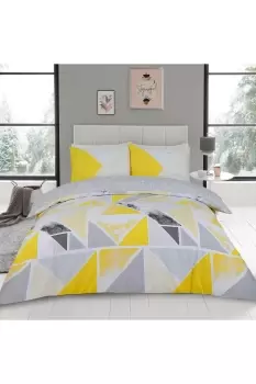 Mila Reversible Duvet Set - Size: Single - Grey - Aztec/Zig Zag