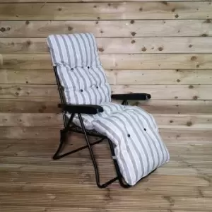 Padded Outdoor Garden Patio Recliner / Sun Lounger with Grey Stripes